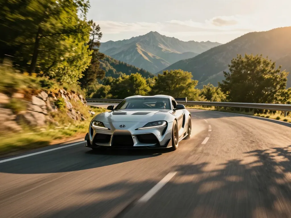 Modified Toyota Supra A80 on the road, representing the A80 platform's performance.